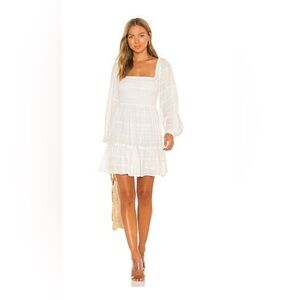 L*Space White Textured Long Sleeve Dress